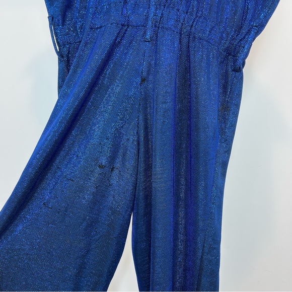 Carolina Ritzler Retro Blue Cap Sleeve Jumpsuit - Picture 8 of 16